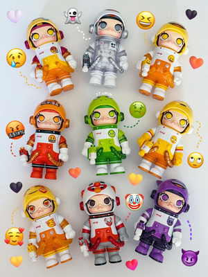 Authentic Mega Space Molly 100% × Emoji Series Cute Toy 2.76-3.54