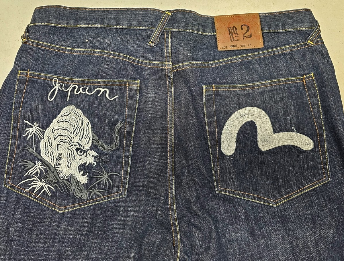 EVISU TIGER JAPANESE DENIM Embroidery - Denim Jean Size 42X32 | eBay