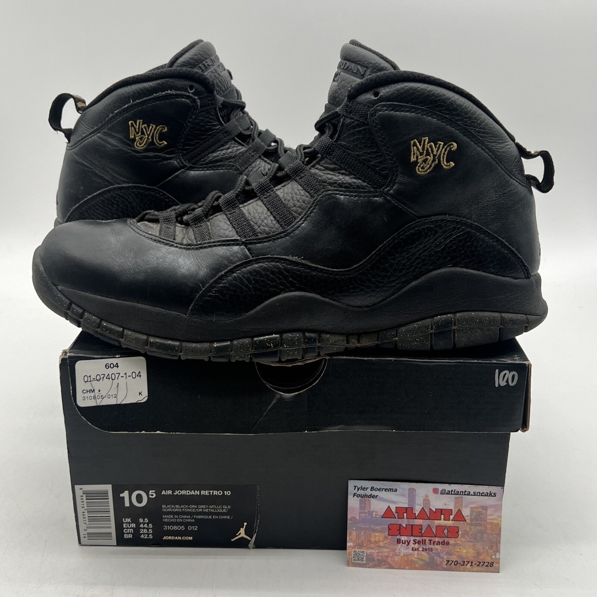 Size 10.5 - Air Jordan 10 Retro NYC Black Leather Yellow (310805