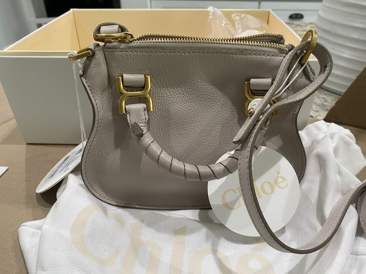 2023 CHLOE Marcie Mini Crossbody Carry Tote Tan Wild Grey Shoulder
