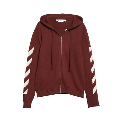 Off-white Diagonal Arrow Knit Zip Hoodie Mens Style