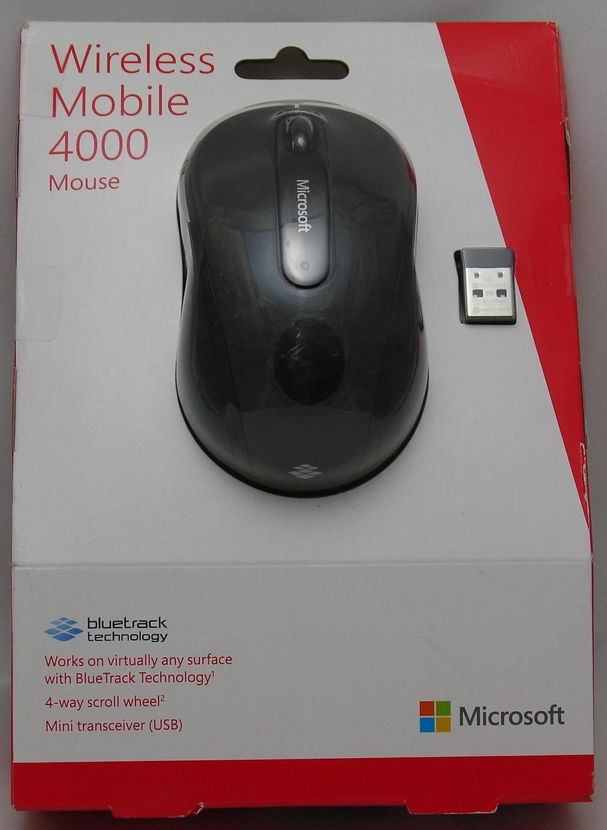 Boxed Microsoft 1383 1496 Wireless Mobile Mouse 4000 - Graphite