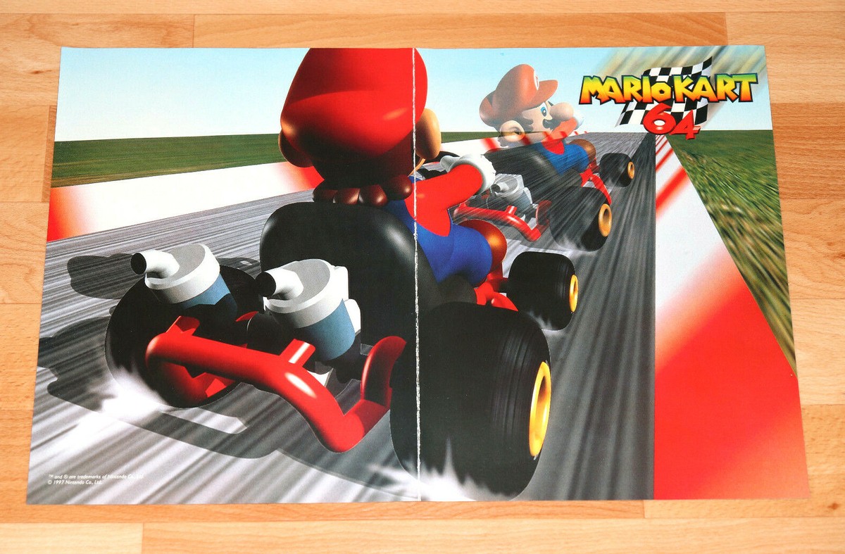 1997 Nintendo Mario Kart 64 N64 very rare small Vintage Poster