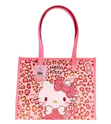Sanrio Hello Kitty Pink Leopard Vegan Leather Tote Bag Womens