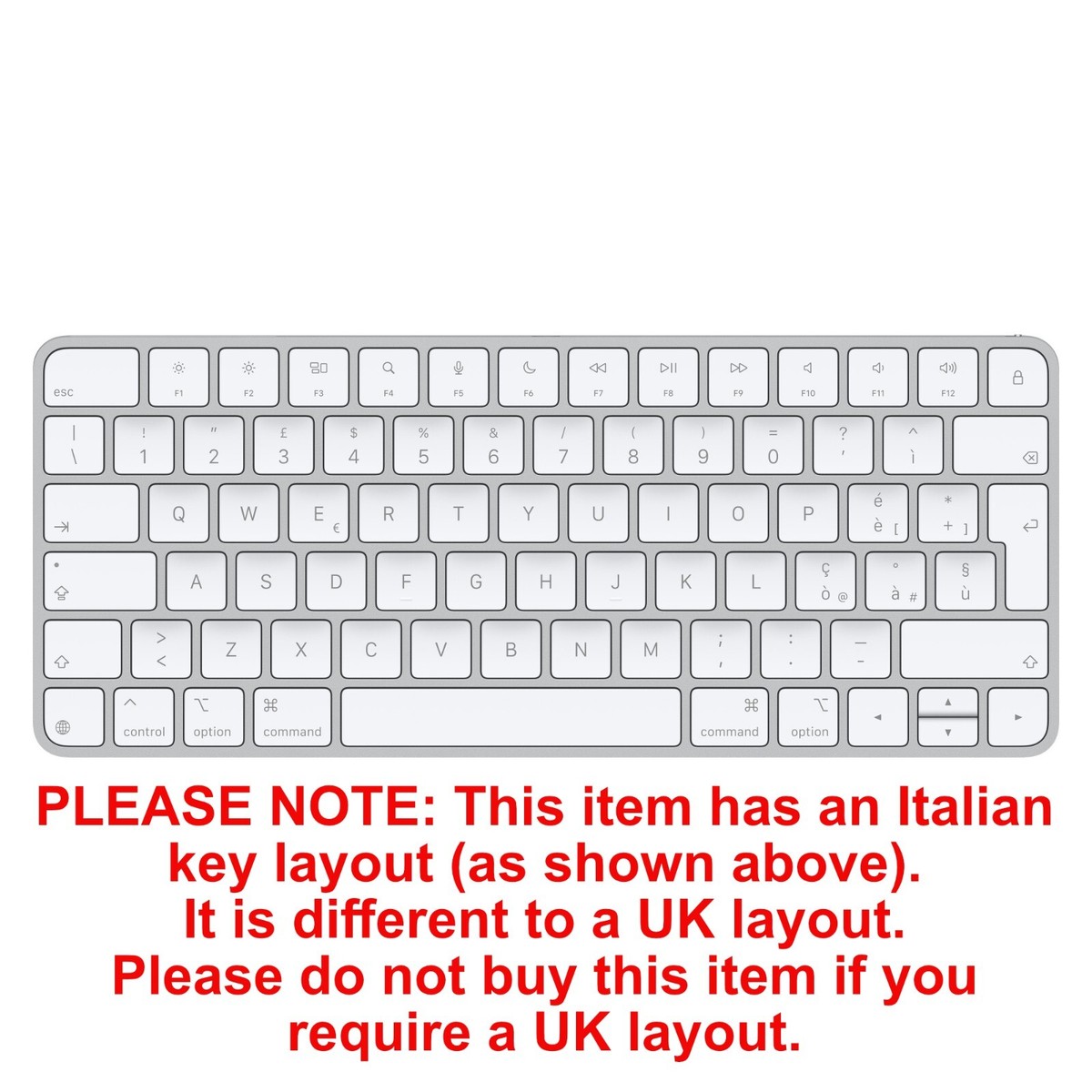 Genuine Apple Magic Keyboard (USB-C), White, Bluetooth *Italian