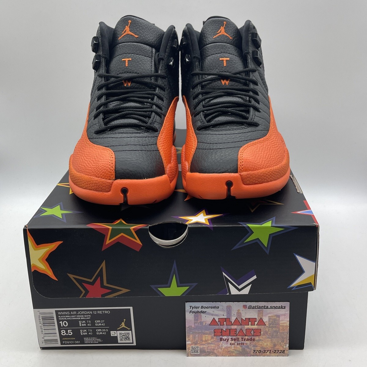 Size 10W - Air Jordan 12 Retro Brilliant Orange Black Leather