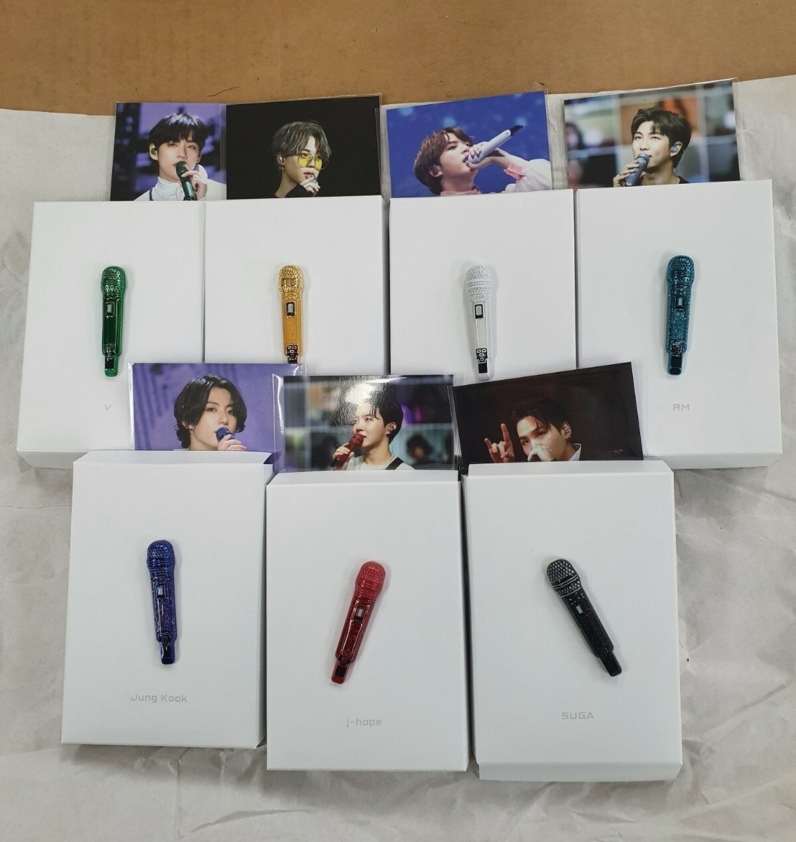 hybe insight bts mic color badge + random photocard | eBay