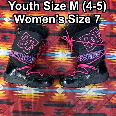 Vintage Y2K DC Boots Girls Medium 4-5 Chalet WR Black Fur Winter