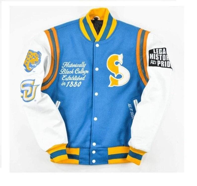 Mens Blue Varsity High School Jacket | Southern University Varsity