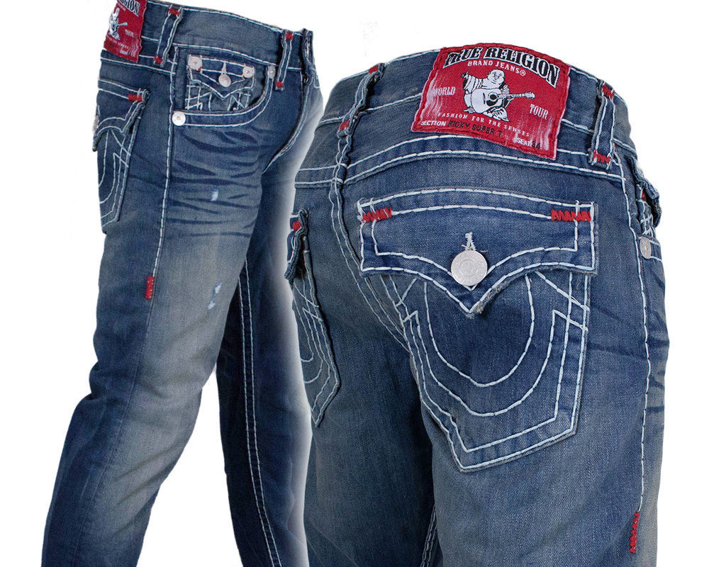 True Religion Jeans Ricky Super T brights Red bartacks Deadwood