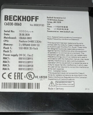 Beckhoff C6030-0060 Ultra-compact Industrial PC | eBay