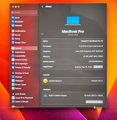 macbook pro 16 inch 2019 i9 32gb 1tb with AppleCare | eBay
