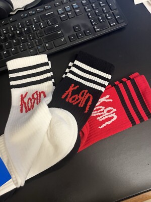 Adidas x Korn Socks | SIZE Medium | 3 Pair Pack LE 30th Red Black