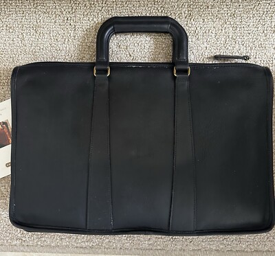 COACH VINTAGE BLACK LEATHER BUSINESS SOFT BRIEFCASE BAG 5286 90'S