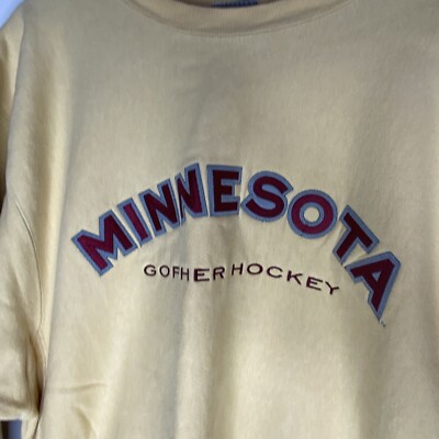 Vintage Champion Reverse Weave Minnesota Hockey Sweatshirt Gold