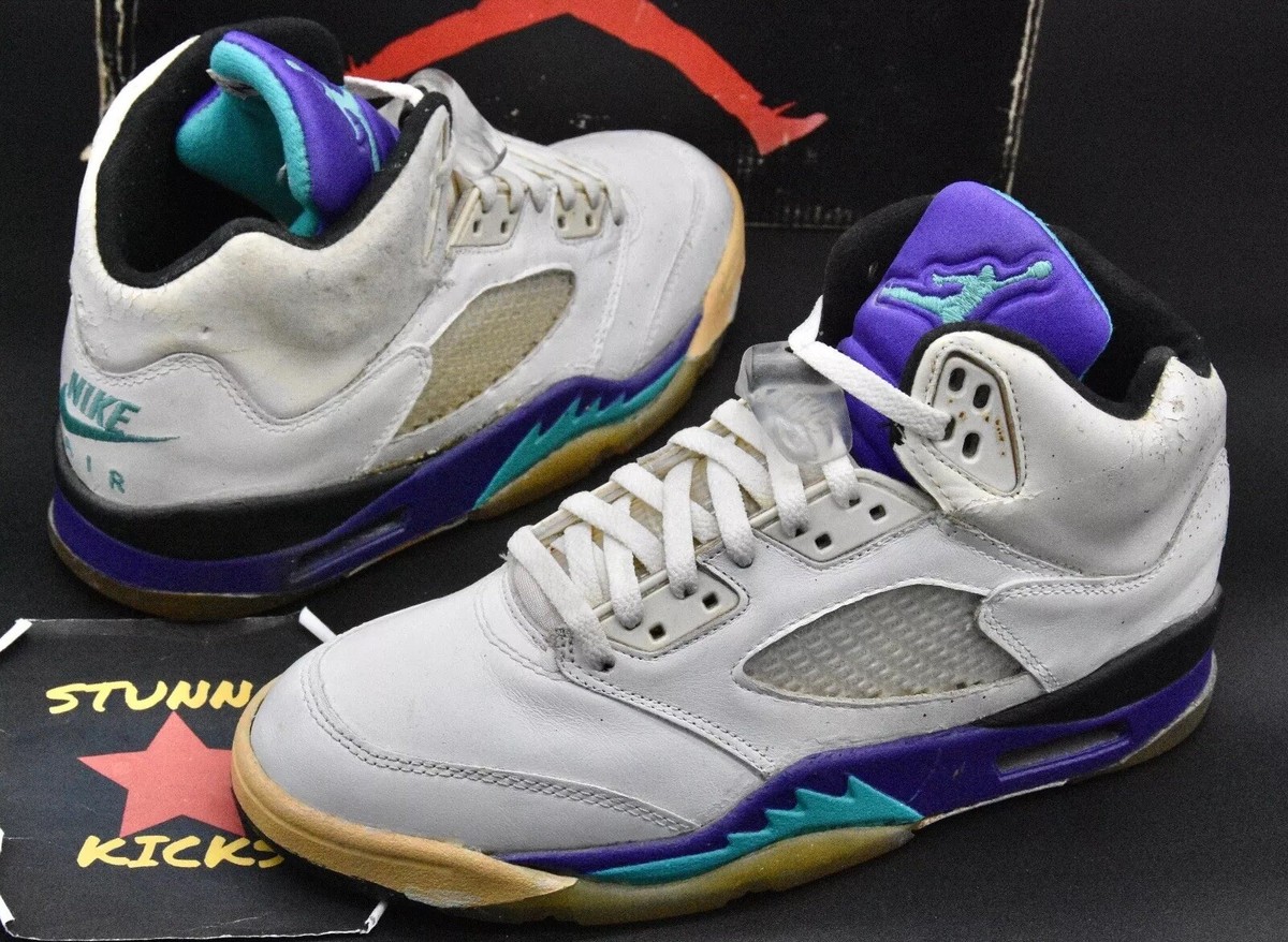 RARE ORIGINAL 1990 Nike Air Jordan 5 GRAPE size 7.5 OG BOX bred