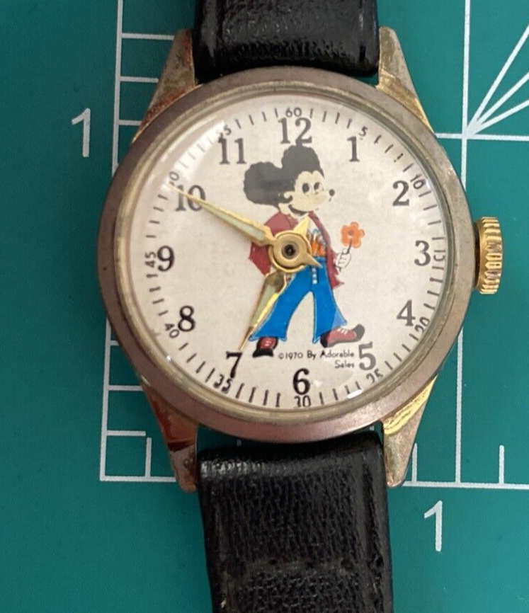 1970 Mickey Mouse Disco Mickey Watch Swiss Made by Adorable Sales