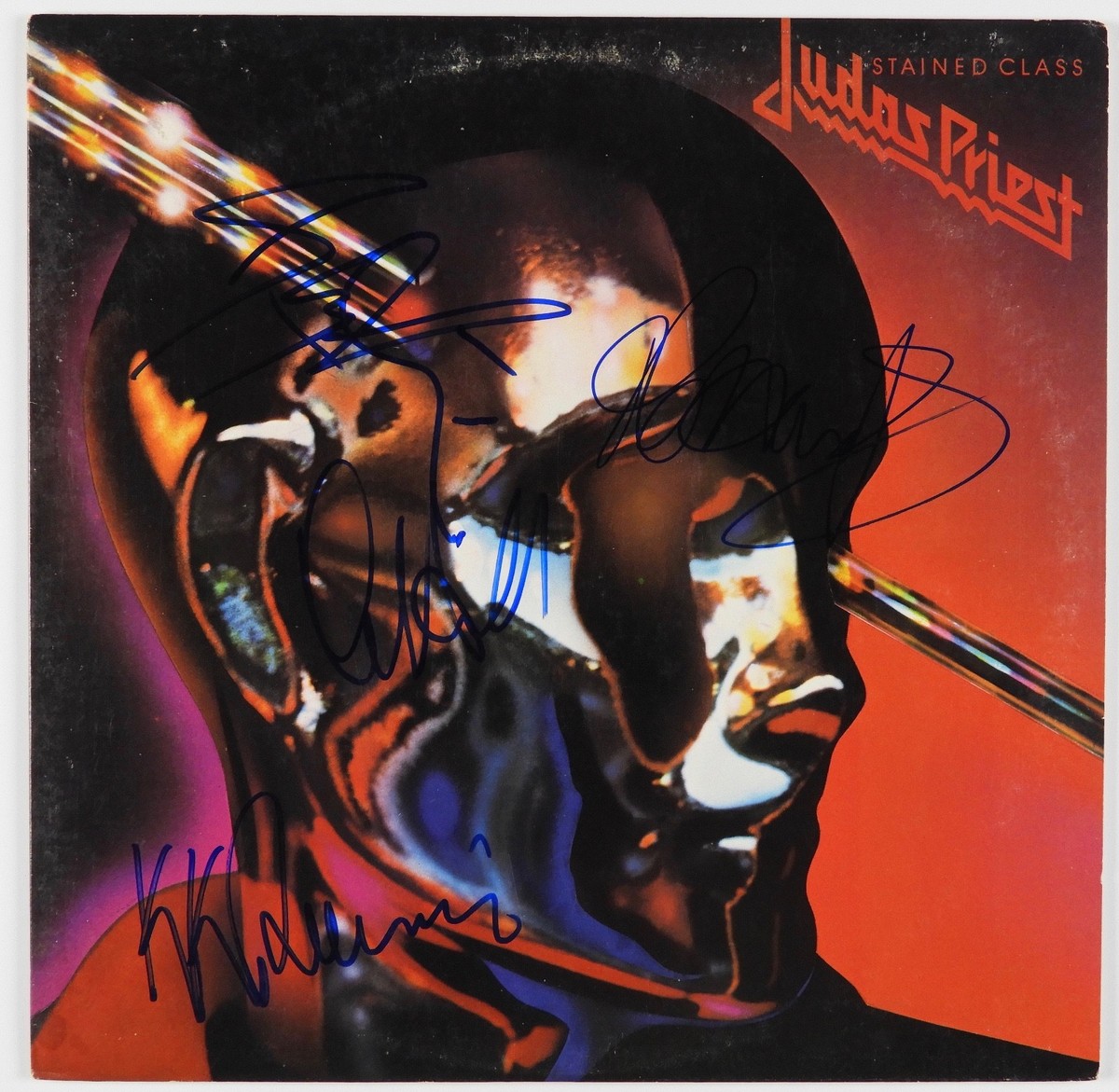 Judas Priest Stained Class Band Signed Autograph Record Album JSA