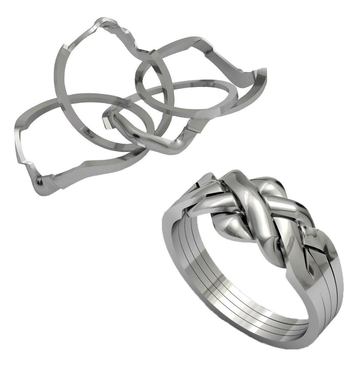 Criss cross puzzle ring 925 silver handmade 4 band Classical