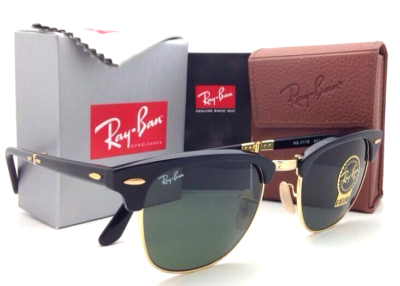 New RAY-BAN CLUBMASTER Folding Sunglasses RB 2176 901 51-21 Black