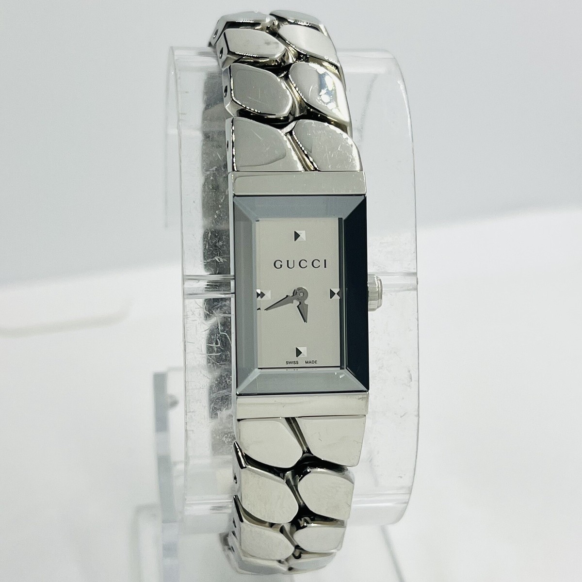 GUCCI G-Frame Women's Silver Mirror Dial 14mm Rectangle Steel