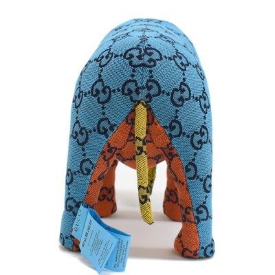 GUCCI 670236 Decorative elephant plush toy in GG canvas multicolor