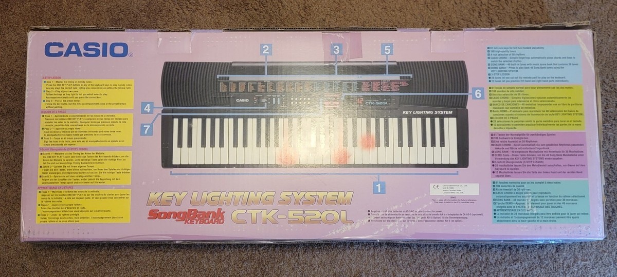 Casio CTK-520L SongBank Keyboard W/ Key Lighting System, Never