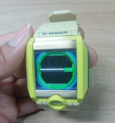 Vintage G-Shock G8100 Uniqe Custom Multicolor Light Green Gold Bar