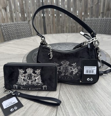 UK Juicy Couture Nouva Scottie Twig Dog Velour Black Hobo