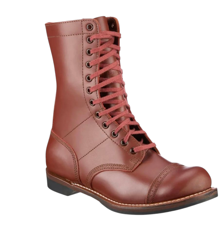 Men's Vintage Brown Leather Military Combat Boots Lace-Up Army