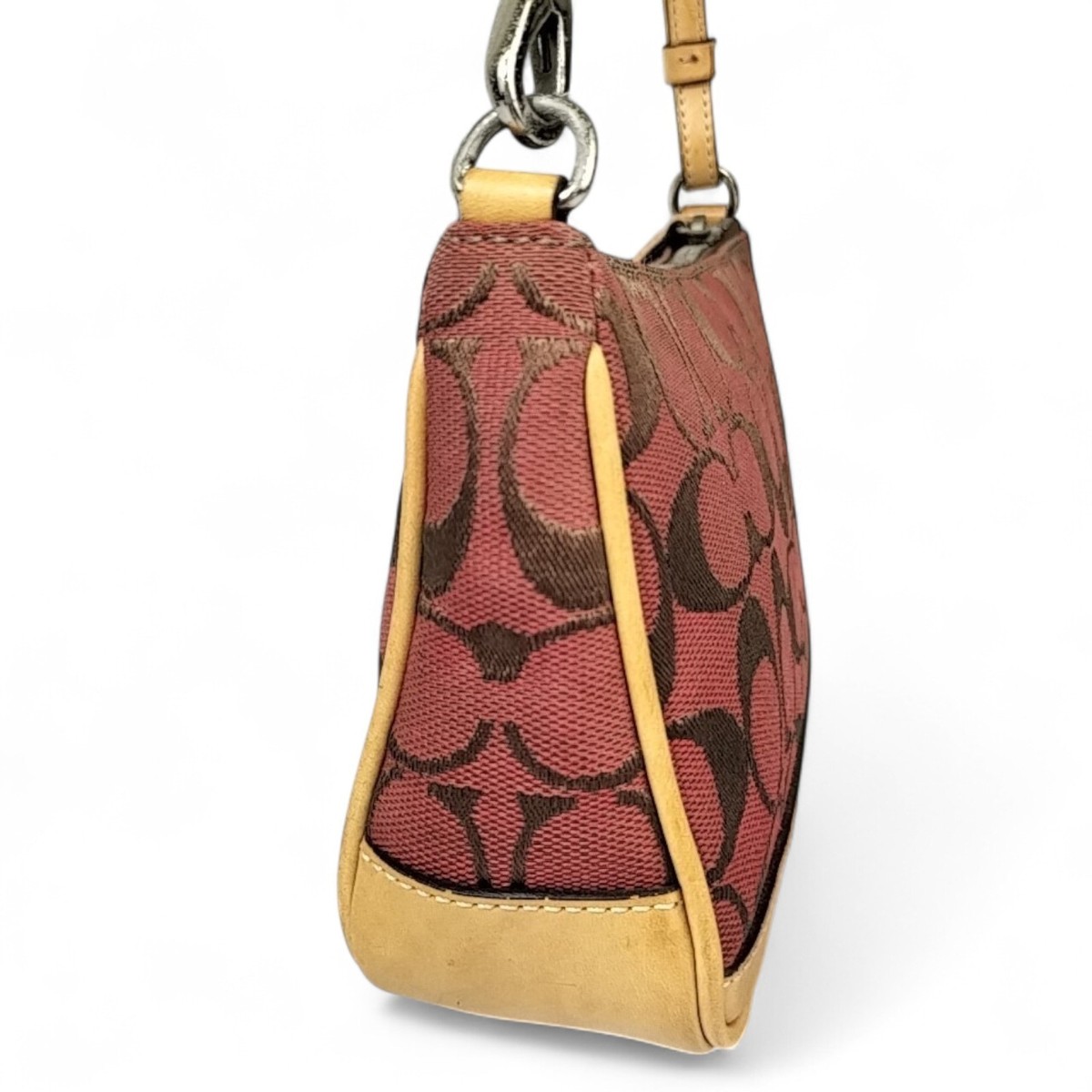 Coach 6094 Red Signature Canvas Leather Shoulder Hand Demi Mini