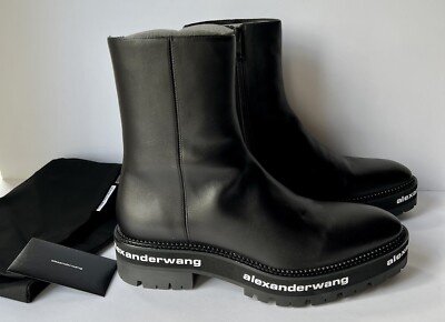Alexander Wang Women's Sanford Ankle Logo Print Boots Black EU 40