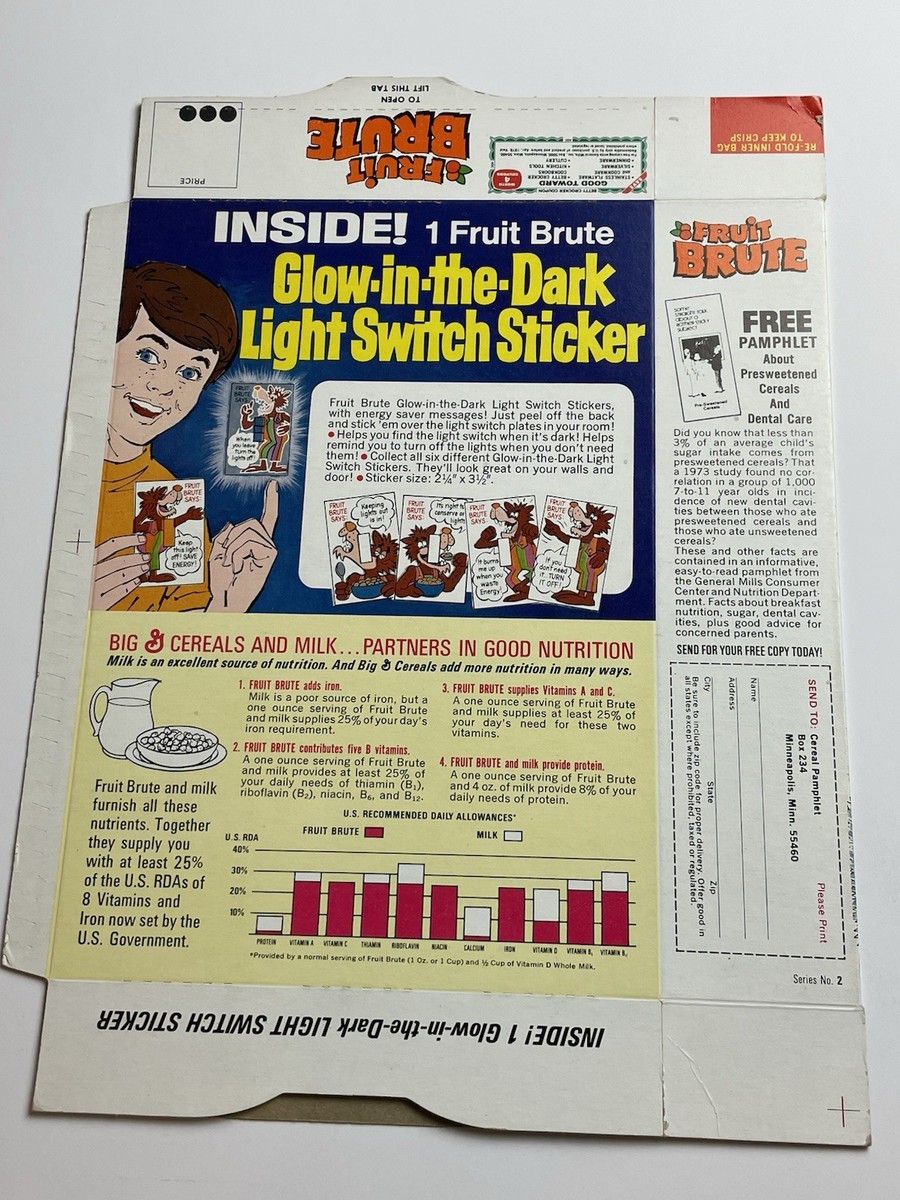 1970's FRUIT BRUTE Cereal Box General Mills MONSTER CEREAL SERIES