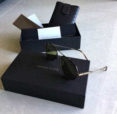 $675 Authentic Bottega Veneta Japan Titanium Aviator Pilot Havana