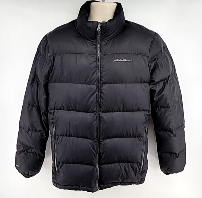 Eddie Bauer Down Puffer Jacket Coat Size M Mens EB650 Black