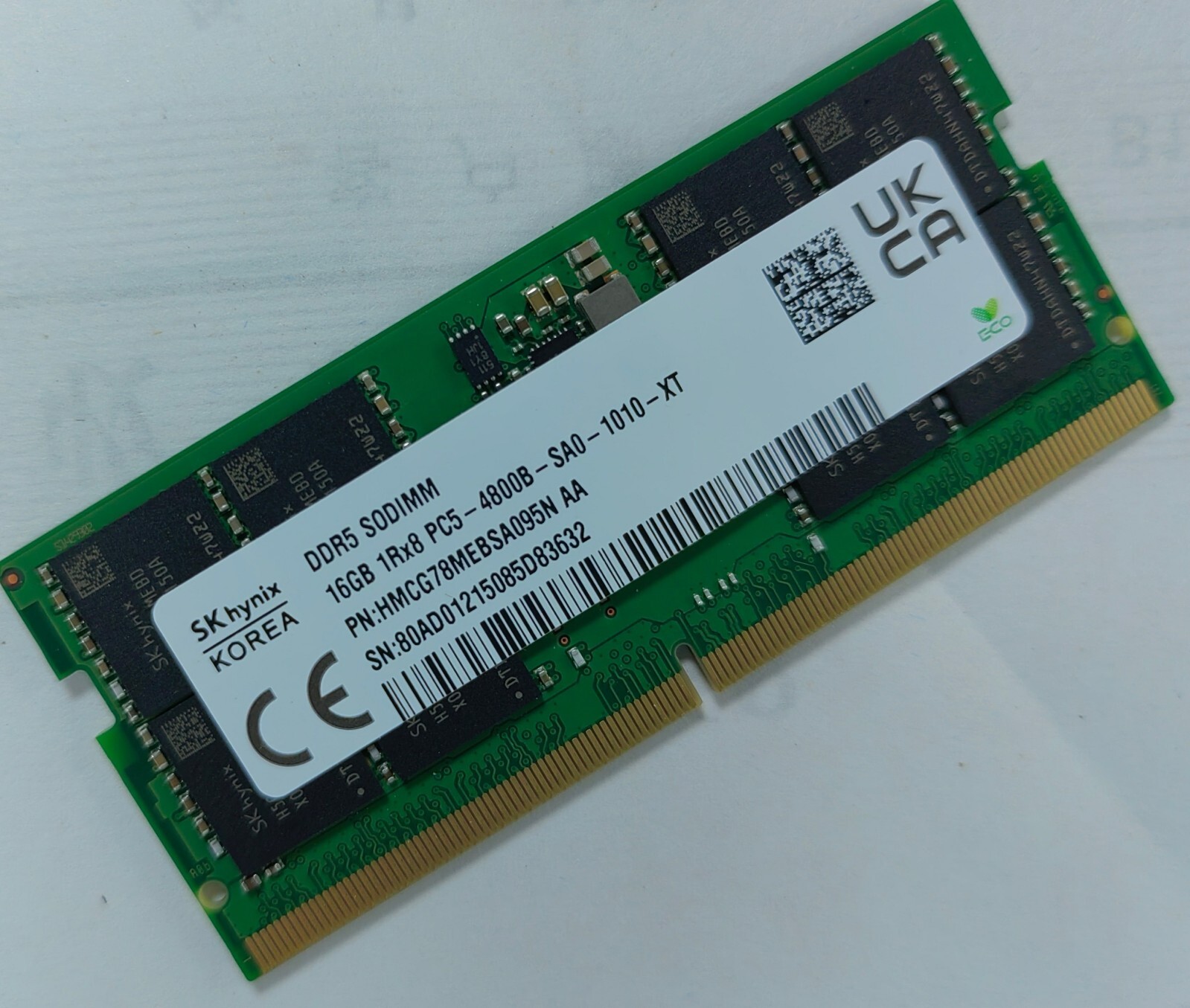 SK Hynix 16GB DDR5 4800 1Rx8 PC5-4800B HMCG78MEBSA095N 262pin