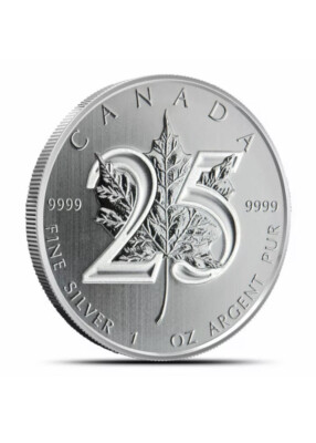 2013 1 oz Silver Canadian Maple Leaf 25th Anniversary, Limited