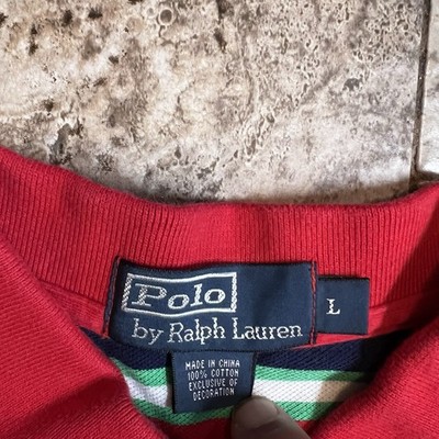 VTG 90s Polo Ralph Lauren Striped Polo Shirt L Red White Blue