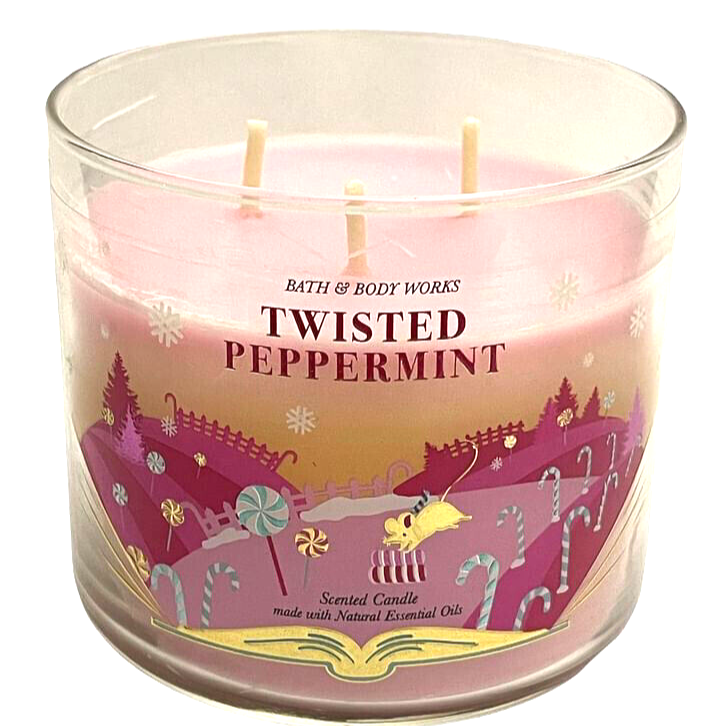 BATH & BODY WORKS 3-WICK SCENTED CANDLE TWISTED PEPPERMINT 14.5 OZ