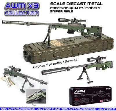 Diecast Model Gun Sniper Rifle AWM Collection x 3 Military Gun