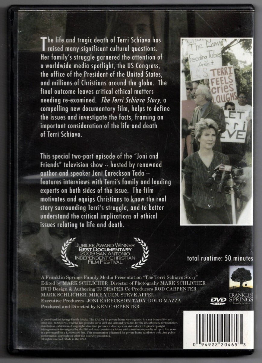 The Terri Schiavo Story [2009] DVD (Joni & Friends TV show) Jodi