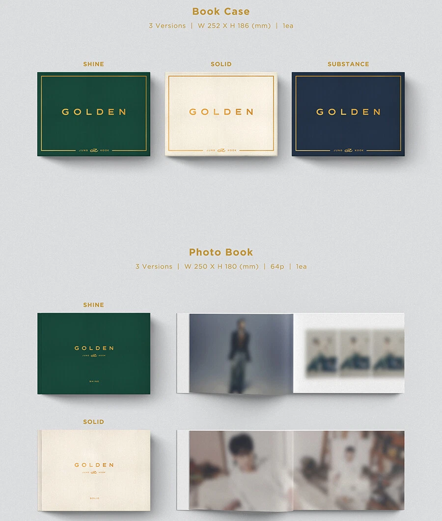 BTS JUNGKOOK [GOLDEN] Album CD+Photo Book+4 Card+Poster+2 Sticker+