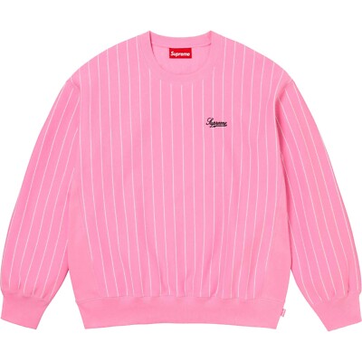 Supreme Pinstripe Crewneck Sweatshirt Sweater - Pink - Size XL