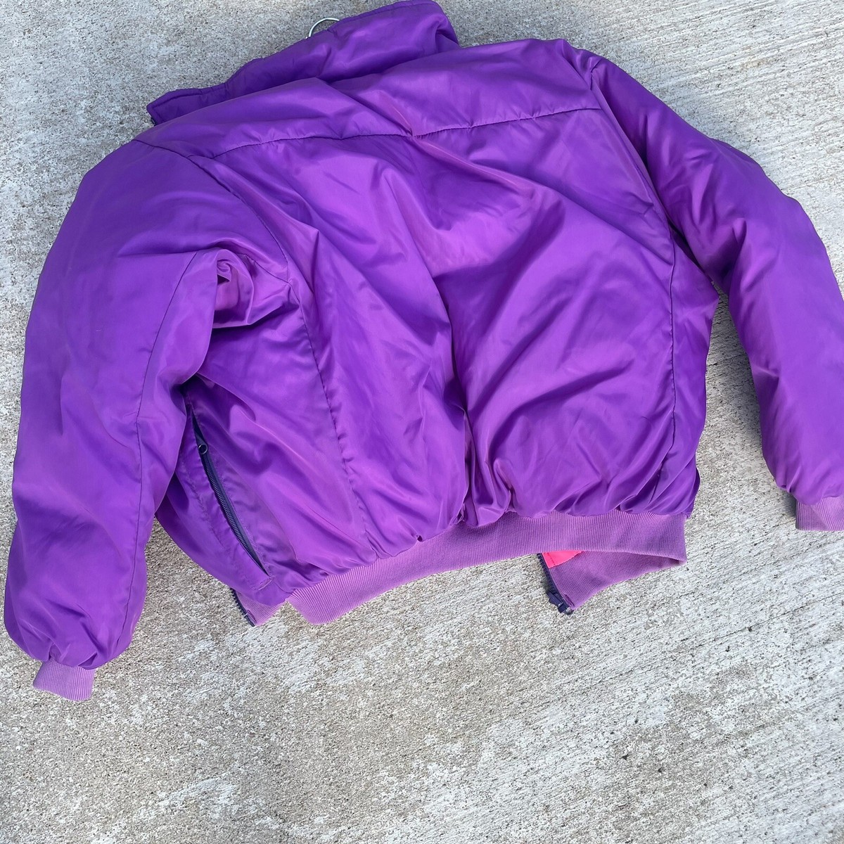 Womens VTG 90's Columbia Jacket M Purple Pink Puffer Reversible