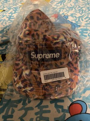 Supreme Washed Chino Twill Camp Cap Leopard Trippy FW24 Hat Box