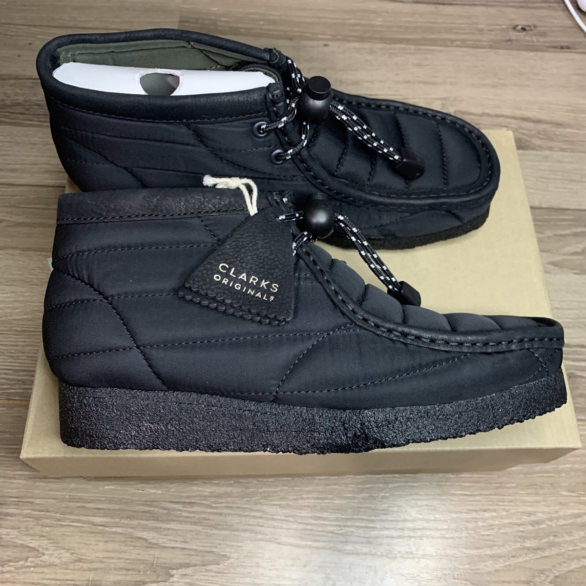 Clarks Originals Women's Wallabee Boot Black Quilted 26168587 Size