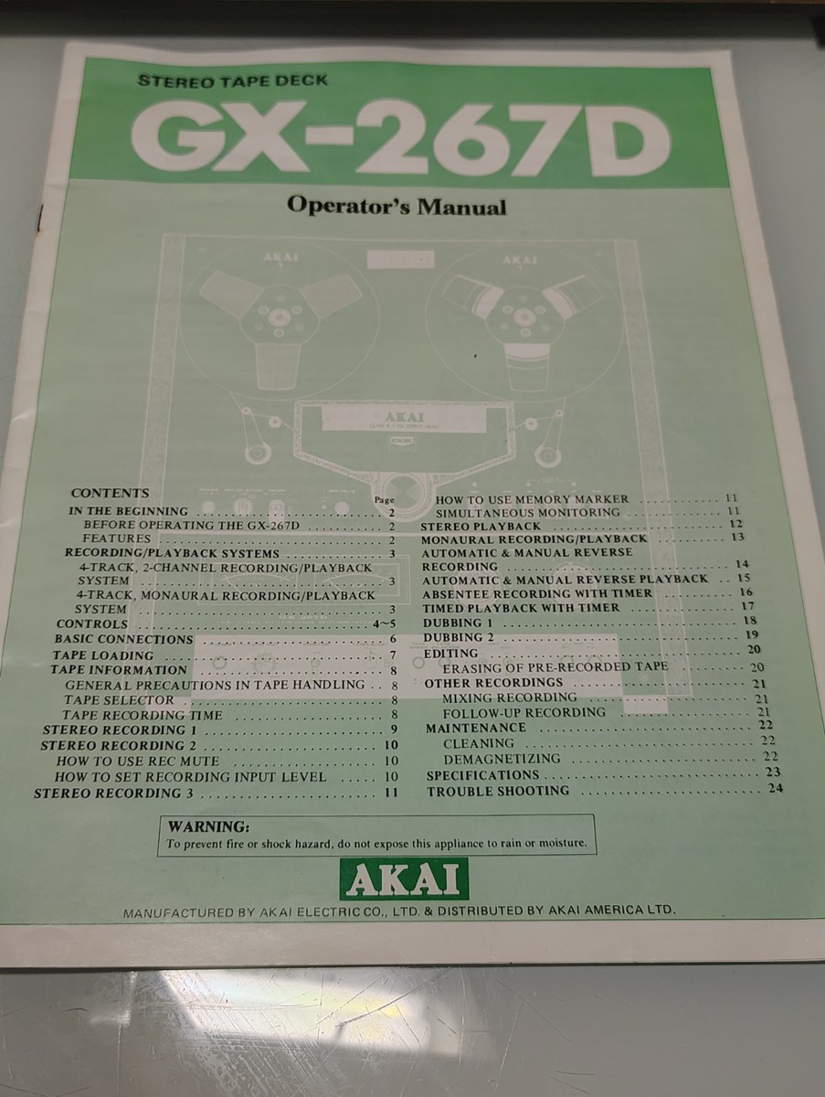 AKAI GX-267D REEL TO REEL Stereo Tape Recorder 6 heads-Japan