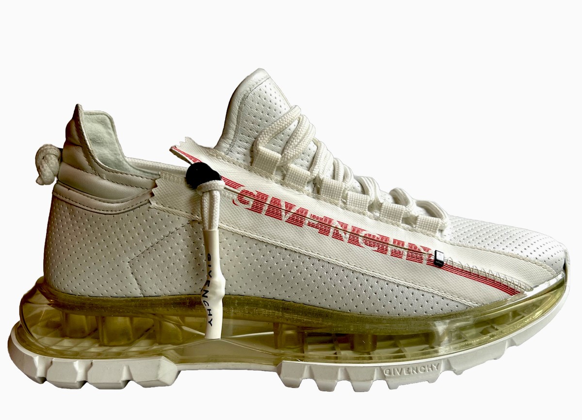 GIVENCHY Spectre Low Runner Side Zip Sneakers White/ Red Leather