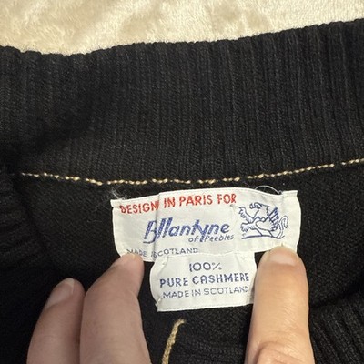 VINTAGE BALLANTYNE OF PEEBLES 100% PURE CASHMERE CARDIGAN PARIS