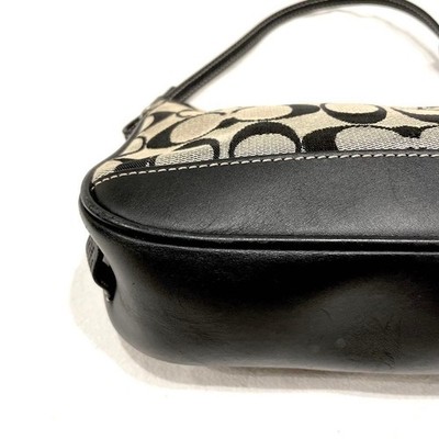 Coach Signature Demi mini Pouch Hand Bag Canvas Leather Black 6094